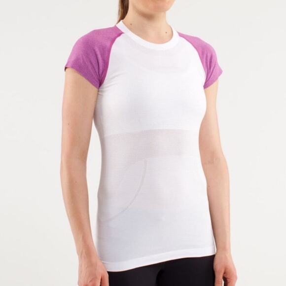 Lululemon Run: Swiftly Tech Short Sleeve White / Ultra Violet Sz 4 - Picture 1 of 8